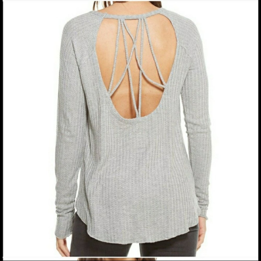 NWT Chaser strappy back waffle knit long sleeve top size M loungewear